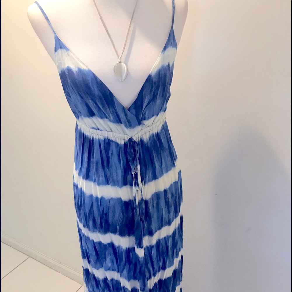 New Ali & Kris Sky Blue Stripe maxi Beach Dress M